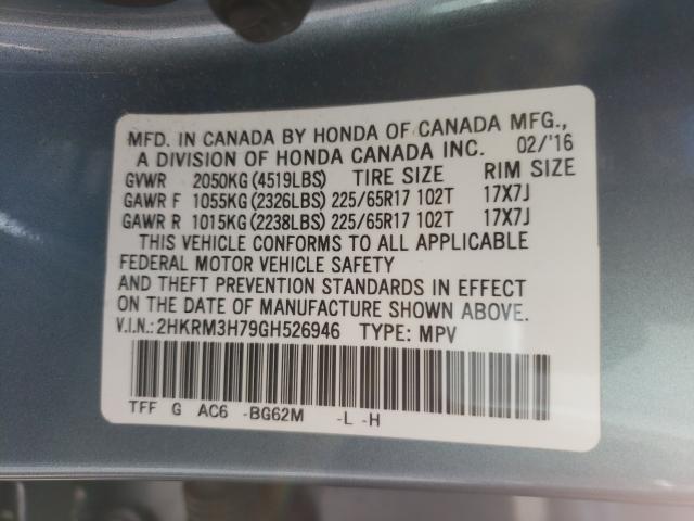 Photo 9 VIN: 2HKRM3H79GH526946 - HONDA CR-V EXL 