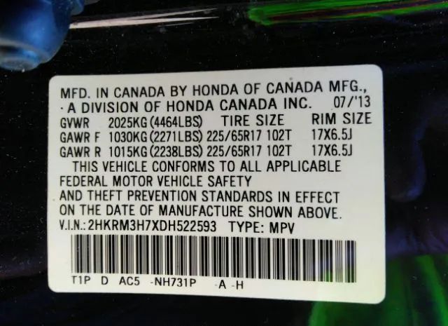 Photo 8 VIN: 2HKRM3H7XDH522593 - HONDA CR-V 