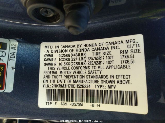 Photo 8 VIN: 2HKRM3H7XEH528234 - HONDA CR-V 