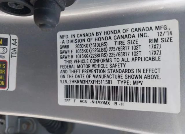 Photo 8 VIN: 2HKRM3H7XFH511581 - HONDA CR-V 