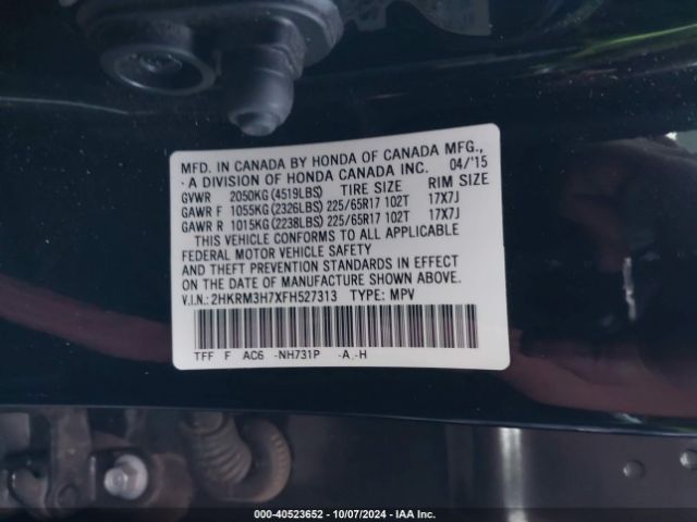 Photo 8 VIN: 2HKRM3H7XFH527313 - HONDA CR-V 