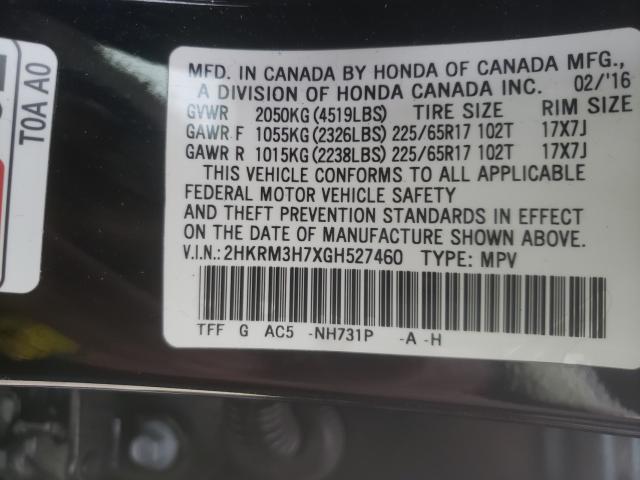 Photo 9 VIN: 2HKRM3H7XGH527460 - HONDA CR-V EXL 