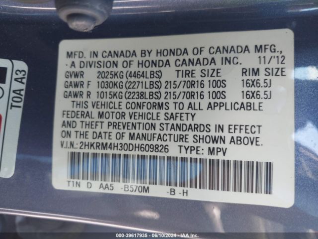 Photo 8 VIN: 2HKRM4H30DH609826 - HONDA CR-V 