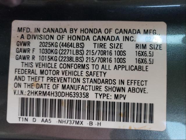 Photo 9 VIN: 2HKRM4H30DH639358 - HONDA CR-V LX 