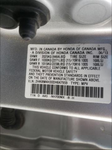 Photo 9 VIN: 2HKRM4H30DH647959 - HONDA CR-V LX 