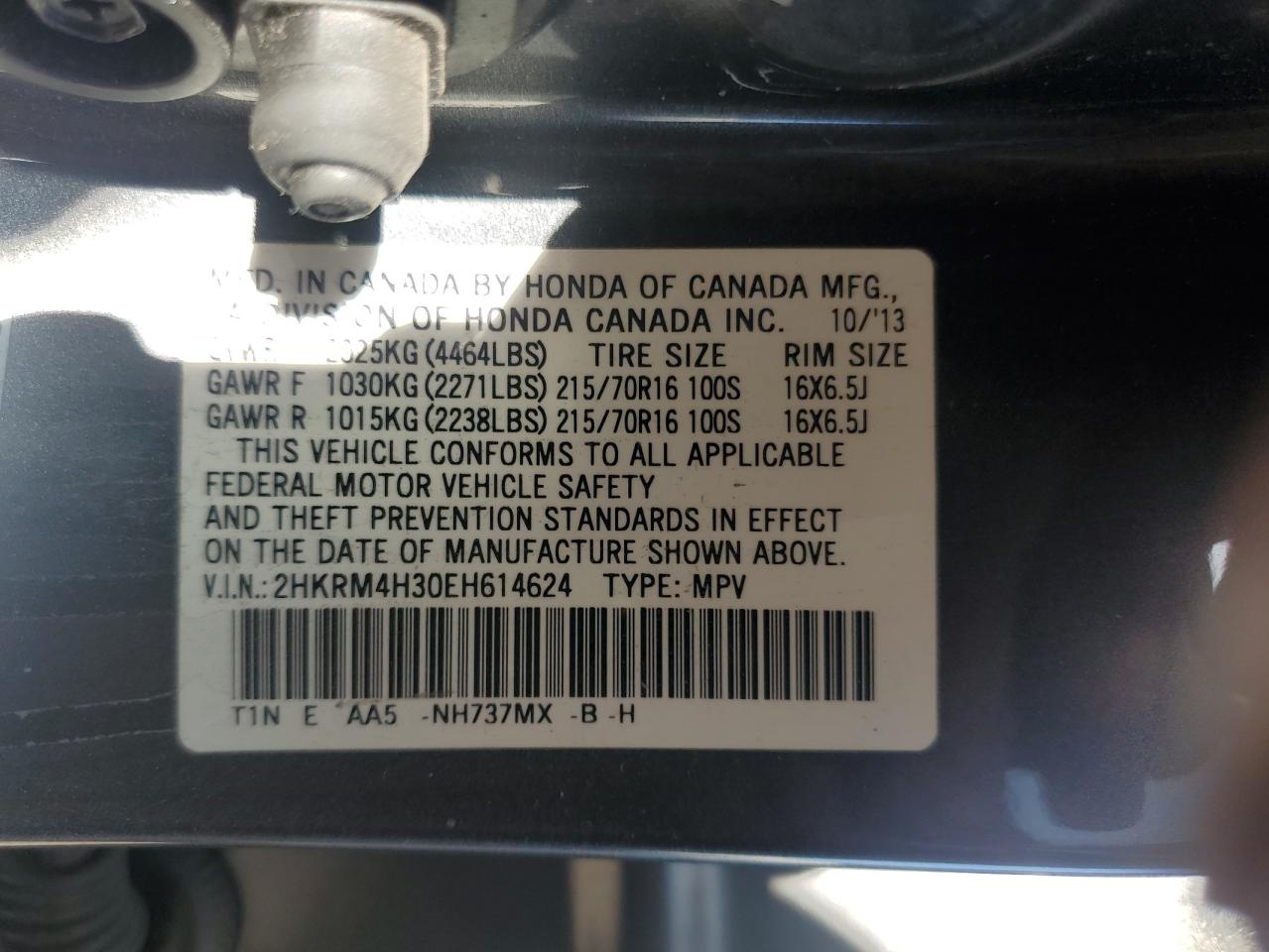 Photo 12 VIN: 2HKRM4H30EH614624 - HONDA CR-V 