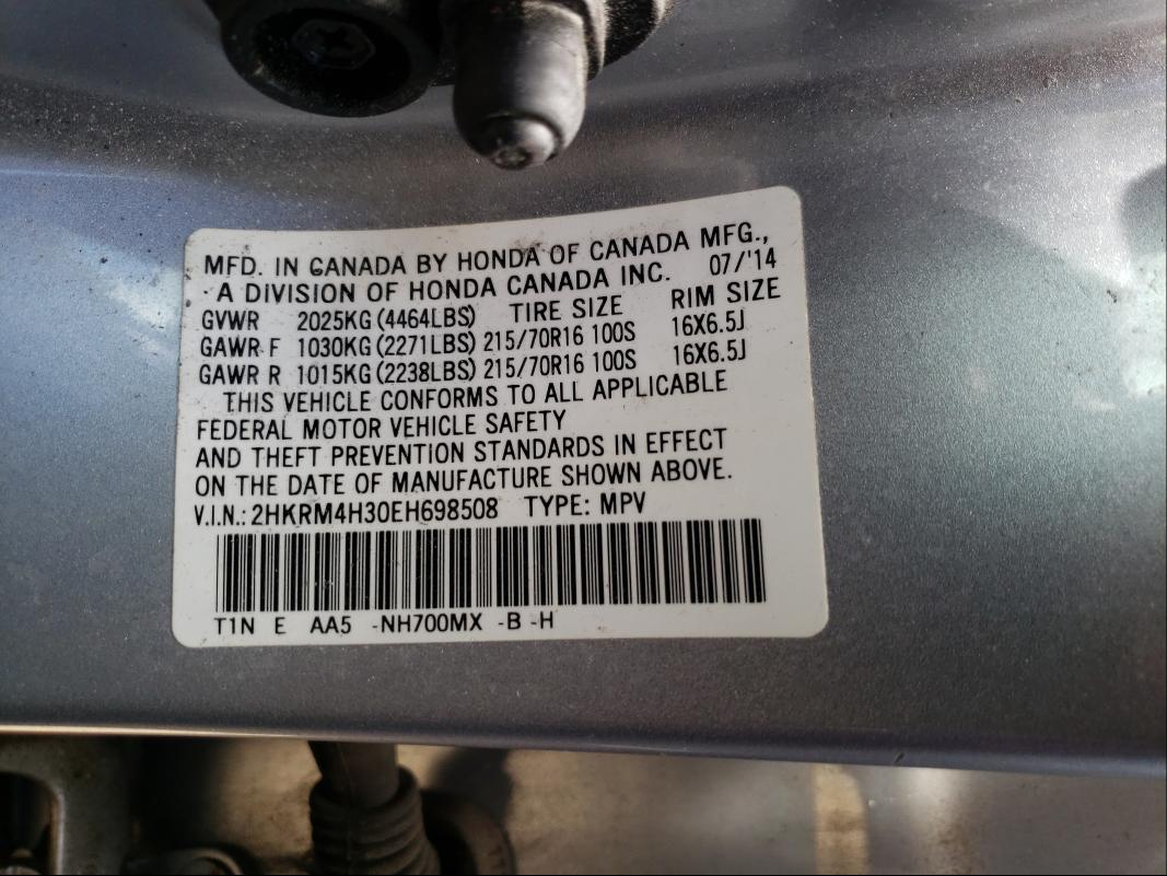 Photo 9 VIN: 2HKRM4H30EH698508 - HONDA CR-V LX 