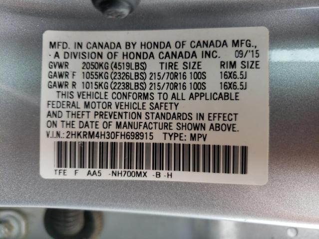 Photo 9 VIN: 2HKRM4H30FH698915 - HONDA CR-V LX 