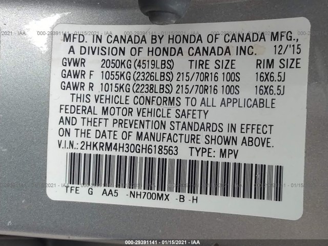 Photo 8 VIN: 2HKRM4H30GH618563 - HONDA CR-V 