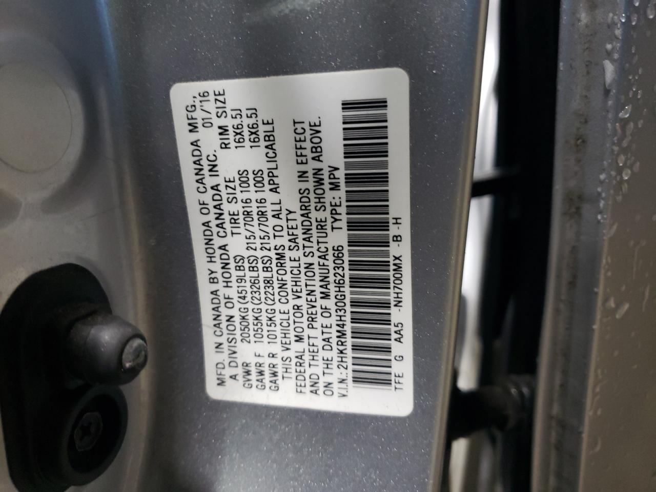 Photo 13 VIN: 2HKRM4H30GH623066 - HONDA CR-V 