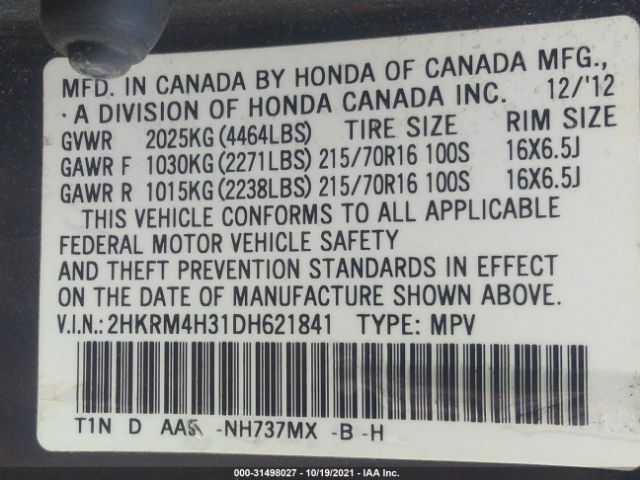 Photo 8 VIN: 2HKRM4H31DH621841 - HONDA CR-V 