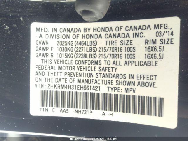 Photo 8 VIN: 2HKRM4H31EH661421 - HONDA CR-V 