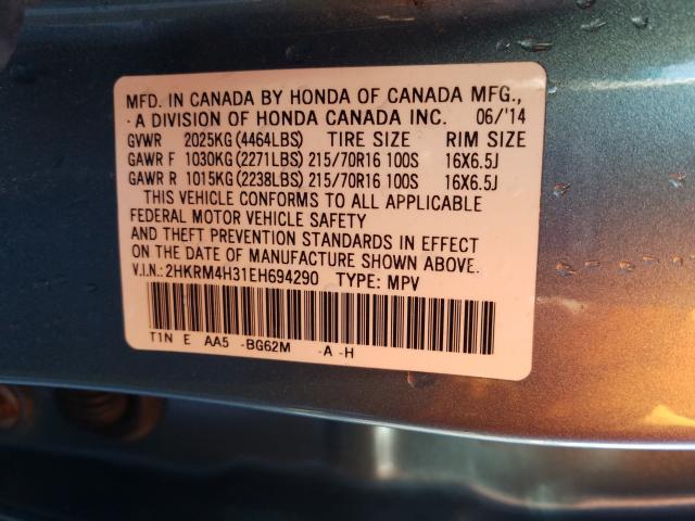 Photo 9 VIN: 2HKRM4H31EH694290 - HONDA CR-V LX 