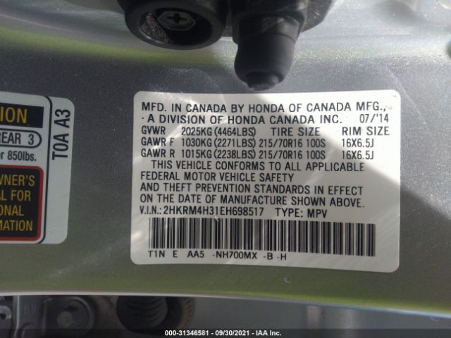 Photo 8 VIN: 2HKRM4H31EH698517 - HONDA CR-V 