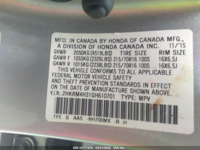 Photo 8 VIN: 2HKRM4H31GH610701 - HONDA CR-V 