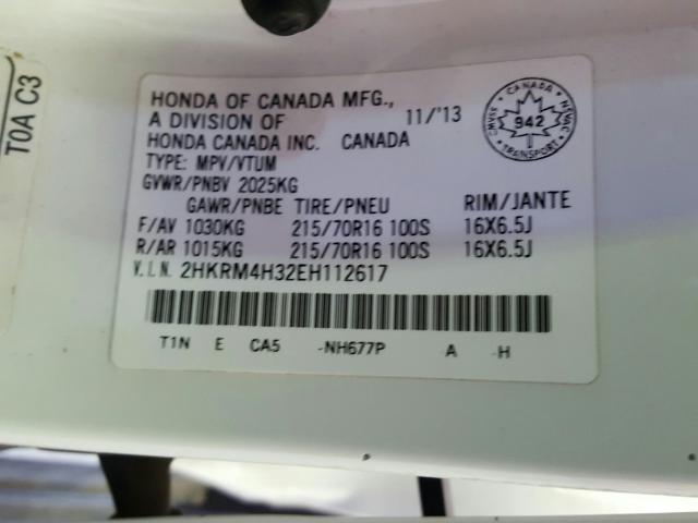 Photo 9 VIN: 2HKRM4H32EH112617 - HONDA CR-V LX 