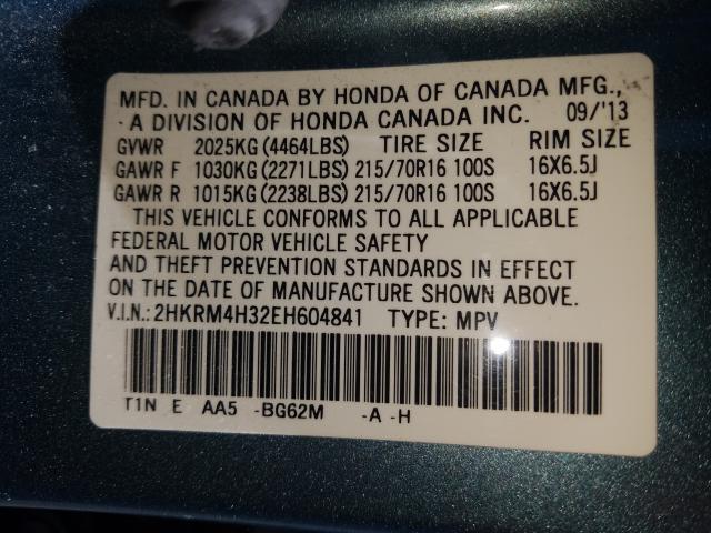 Photo 9 VIN: 2HKRM4H32EH604841 - HONDA CR-V LX 