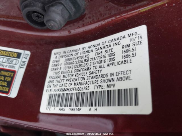 Photo 8 VIN: 2HKRM4H32FH605795 - HONDA CR-V 