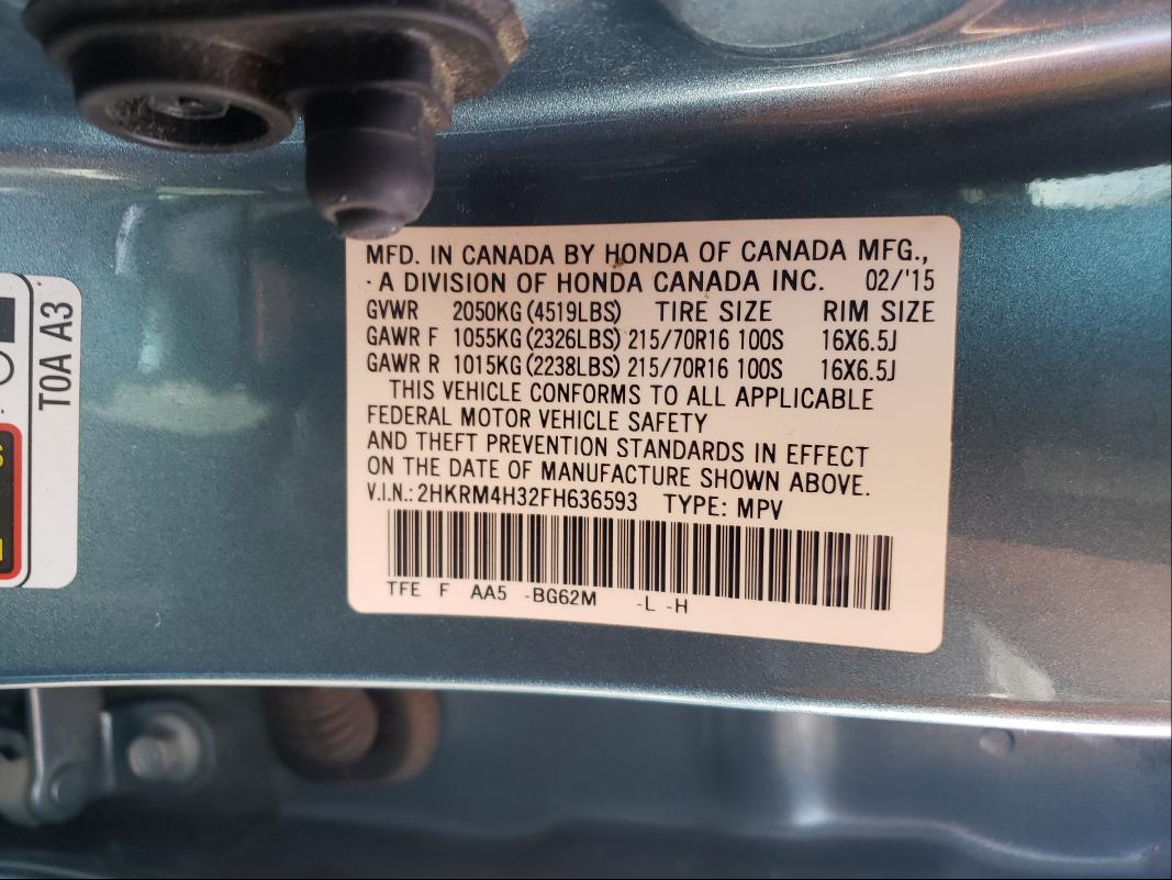 Photo 9 VIN: 2HKRM4H32FH636593 - HONDA CR-V LX 