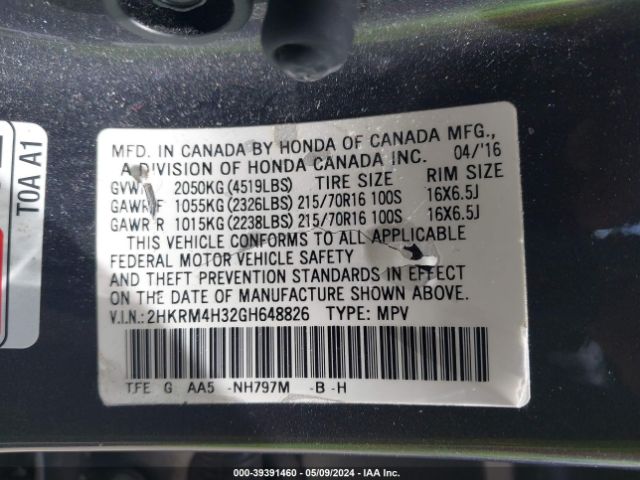 Photo 8 VIN: 2HKRM4H32GH648826 - HONDA CR-V 