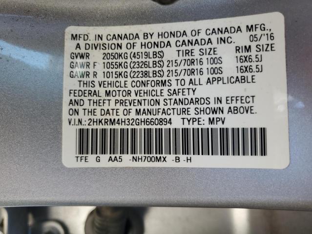 Photo 11 VIN: 2HKRM4H32GH660894 - HONDA CR-V LX 