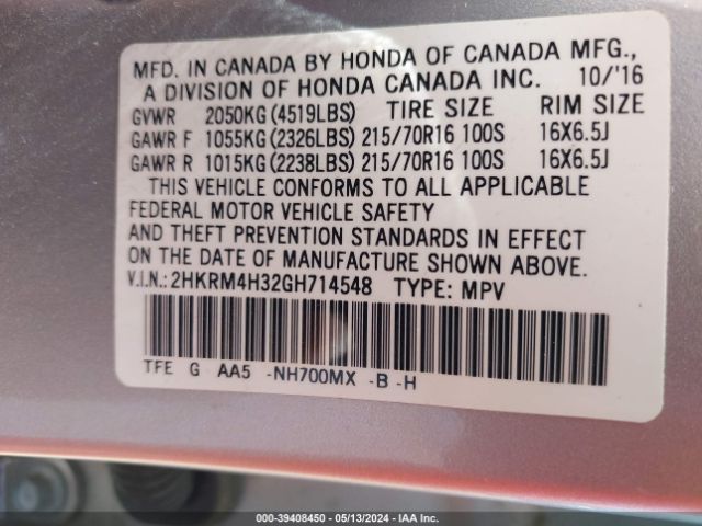 Photo 8 VIN: 2HKRM4H32GH714548 - HONDA CR-V 