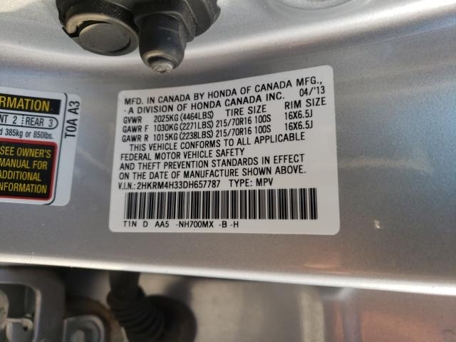 Photo 9 VIN: 2HKRM4H33DH657787 - HONDA CR-V LX 