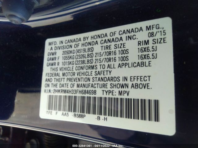 Photo 8 VIN: 2HKRM4H33FH684698 - HONDA CR-V 