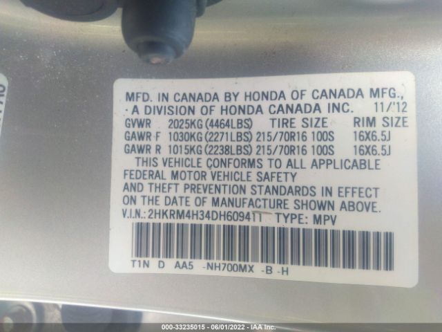 Photo 8 VIN: 2HKRM4H34DH609411 - HONDA CR-V 