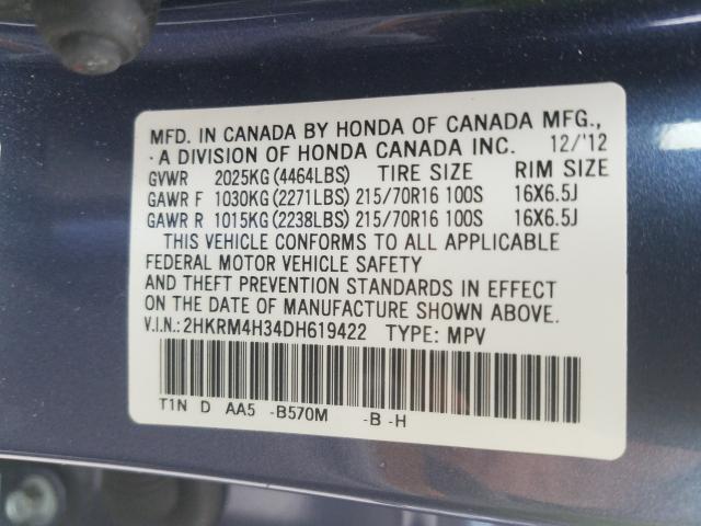 Photo 9 VIN: 2HKRM4H34DH619422 - HONDA CR-V LX 