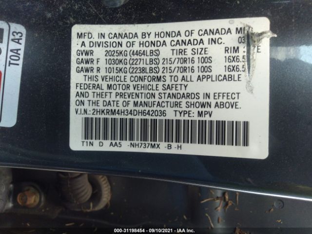 Photo 8 VIN: 2HKRM4H34DH642036 - HONDA CR-V 