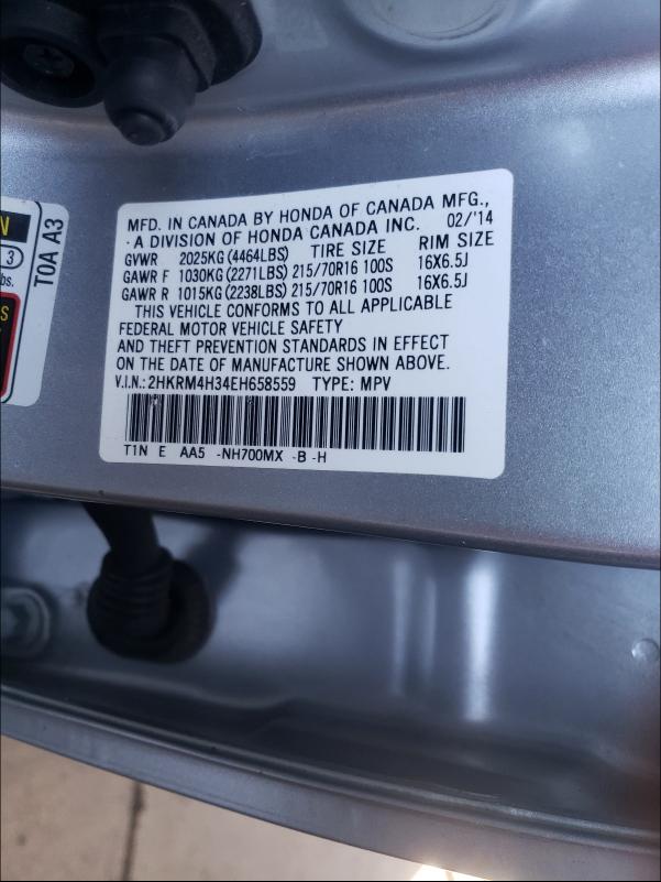 Photo 9 VIN: 2HKRM4H34EH658559 - HONDA CR-V LX 