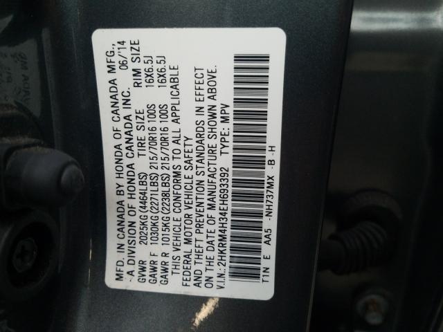 Photo 9 VIN: 2HKRM4H34EH693392 - HONDA CR-V LX 