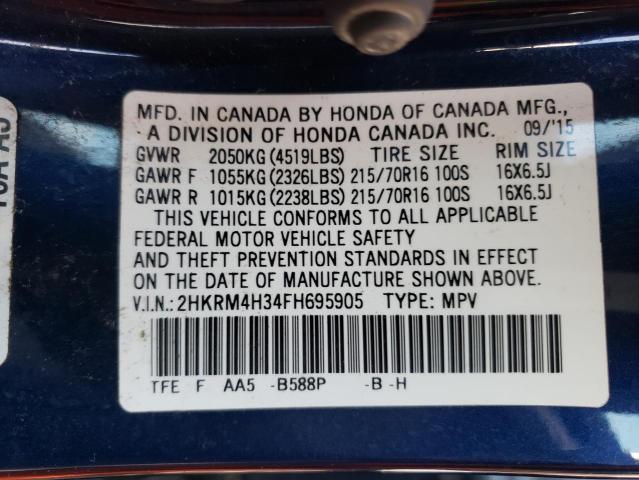 Photo 9 VIN: 2HKRM4H34FH695905 - HONDA CR-V LX 