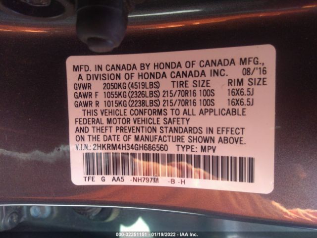 Photo 8 VIN: 2HKRM4H34GH686560 - HONDA CR-V 