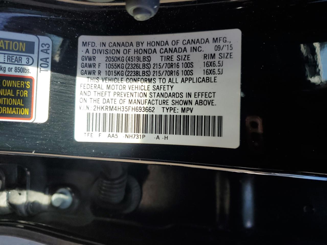 Photo 12 VIN: 2HKRM4H35FH693662 - HONDA CR-V 