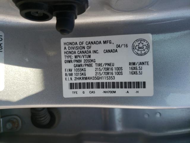 Photo 9 VIN: 2HKRM4H35GH115353 - HONDA CR-V LX 