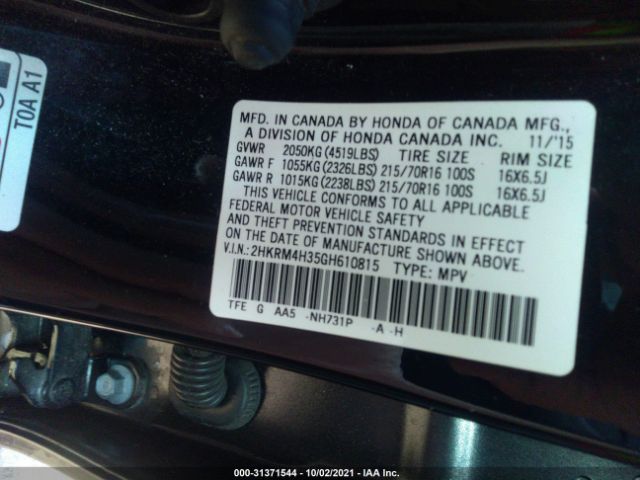 Photo 8 VIN: 2HKRM4H35GH610815 - HONDA CR-V 