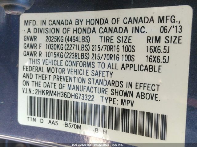 Photo 8 VIN: 2HKRM4H36DH673322 - HONDA CR-V 