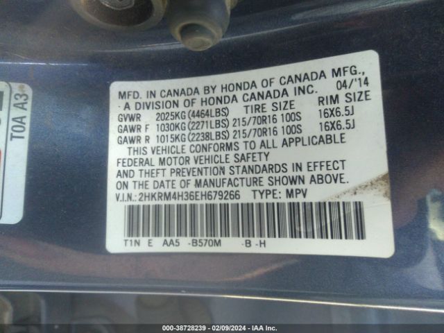 Photo 8 VIN: 2HKRM4H36EH679266 - HONDA CR-V 