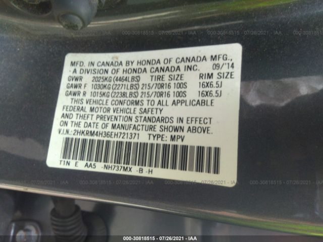 Photo 8 VIN: 2HKRM4H36EH721371 - HONDA CR-V 