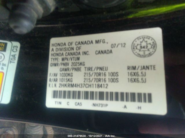 Photo 8 VIN: 2HKRM4H37CH118412 - HONDA CR-V 