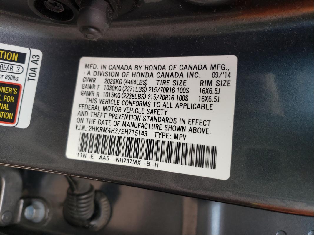 Photo 9 VIN: 2HKRM4H37EH715143 - HONDA CR-V LX 