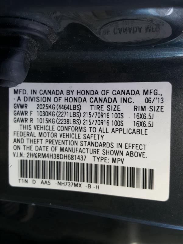 Photo 9 VIN: 2HKRM4H38DH681437 - HONDA CR-V 