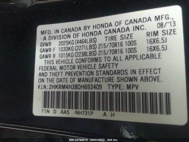 Photo 8 VIN: 2HKRM4H38DH693409 - HONDA CR-V 