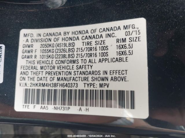 Photo 8 VIN: 2HKRM4H38FH640373 - HONDA CR-V 