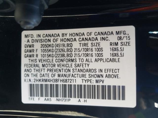 Photo 9 VIN: 2HKRM4H38FH687211 - HONDA CR-V LX 