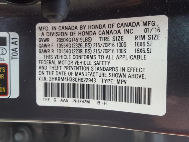 Photo 9 VIN: 2HKRM4H38GH622943 - HONDA CR-V LX 