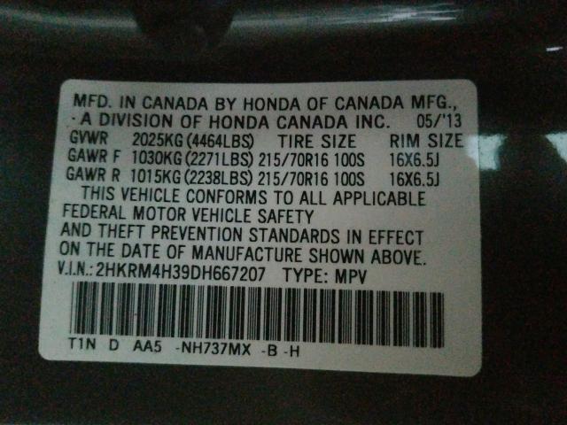 Photo 9 VIN: 2HKRM4H39DH667207 - HONDA CR-V LX 