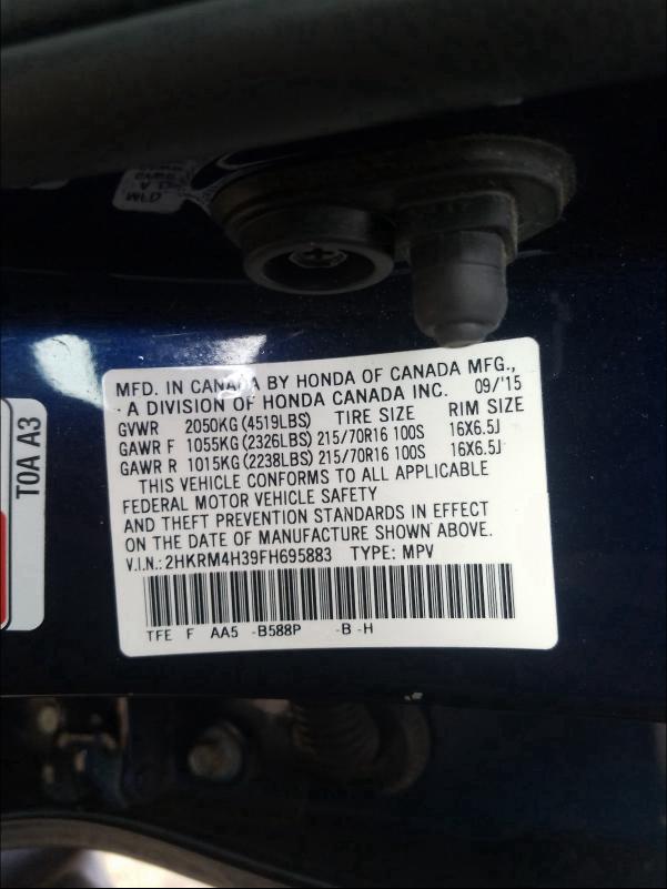 Photo 9 VIN: 2HKRM4H39FH695883 - HONDA CR-V 